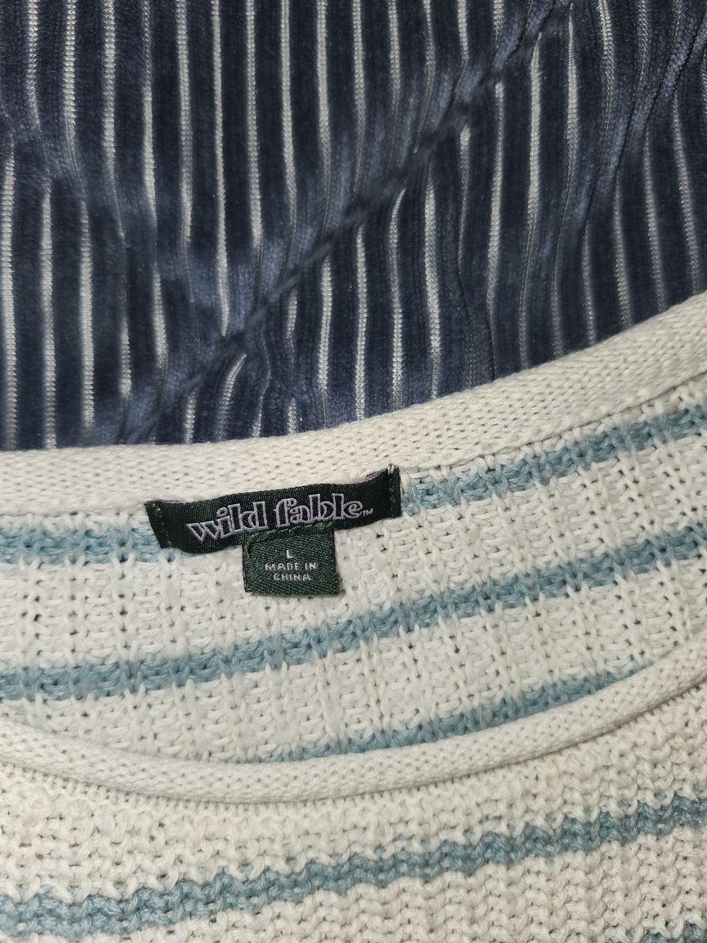 wild fable Cream and Light Blue Striped Knit Top